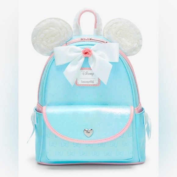 Disney Loungefly Minnie Mouse Debossed Cosplay Bows & Ruffles Mini Backpack. NWT main image 8